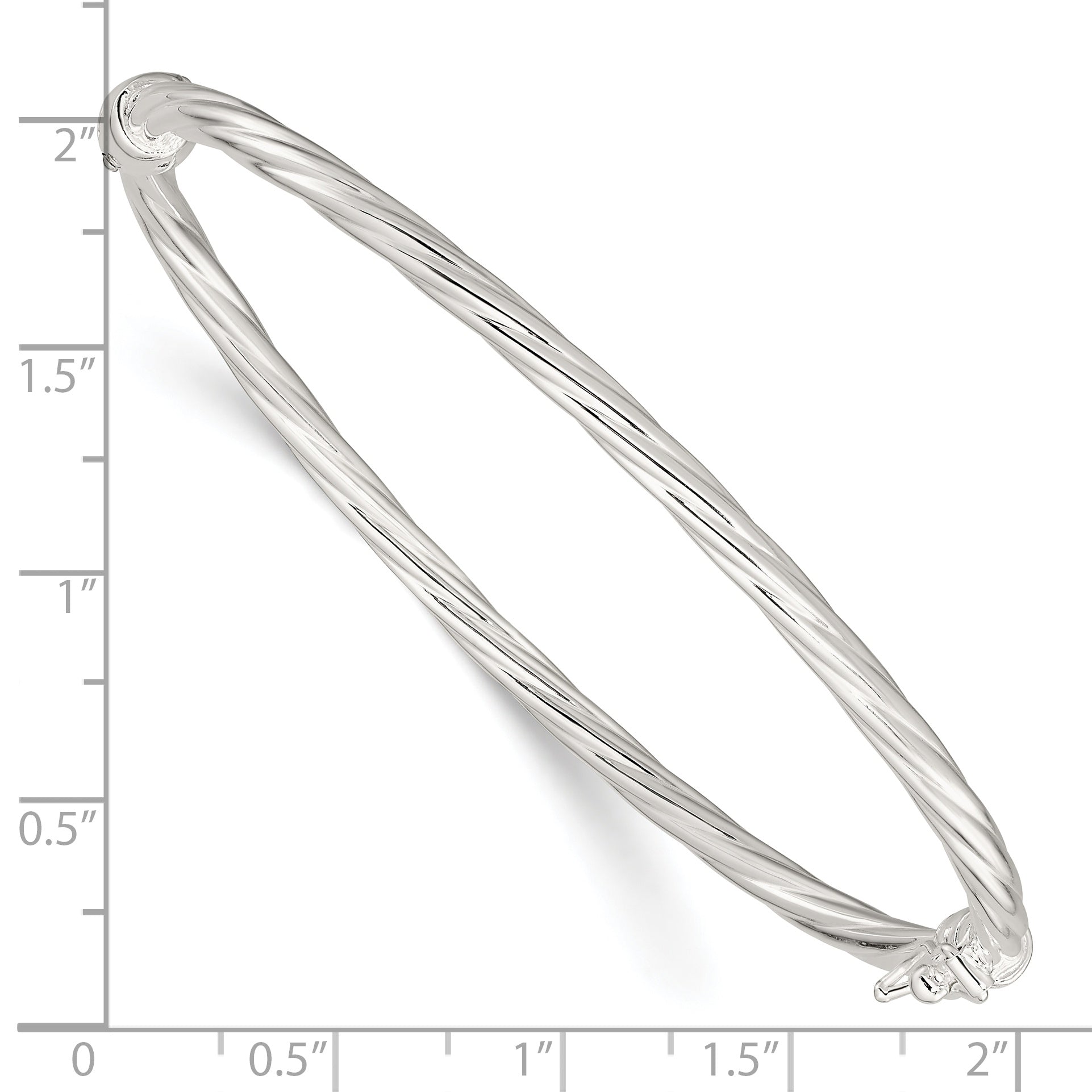 Sterling Silver Sliver Polished Twisted Hinged Bangle