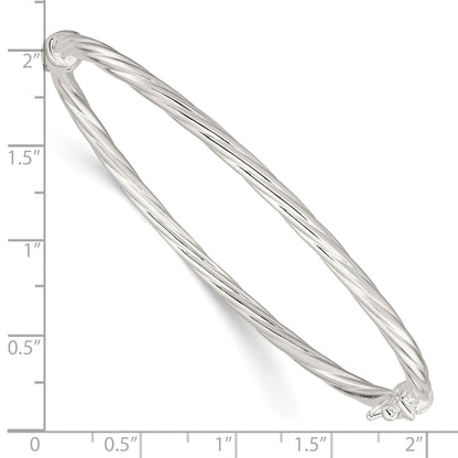 Sterling Silver Sliver Polished Twisted Hinged Bangle