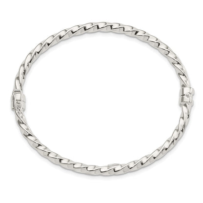 Sterling Silver Polished Twisted Hinged Bangle