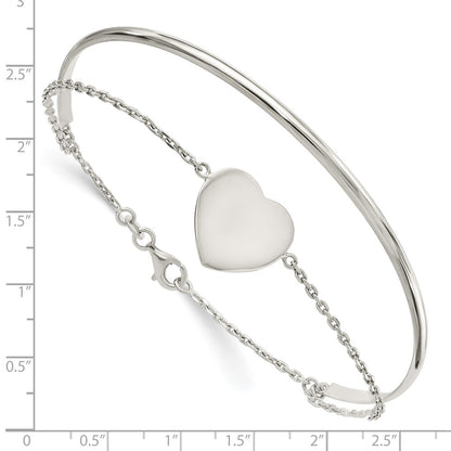 Sterling Silver Polished Heart Ring And Bangle