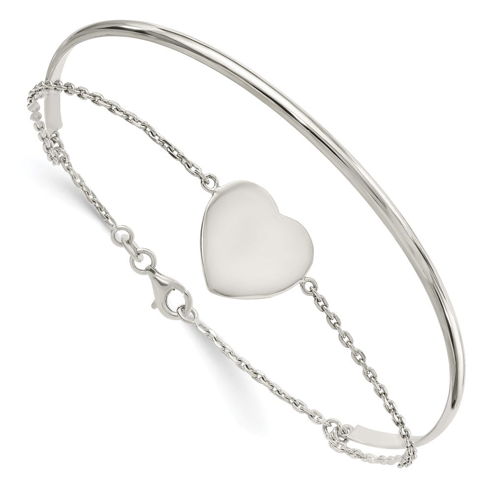 Sterling Silver Polished Heart Ring And Bangle