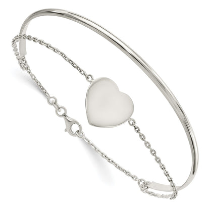 Sterling Silver Polished Heart Ring And Bangle