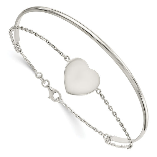 Sterling Silver Polished Heart Ring And Bangle