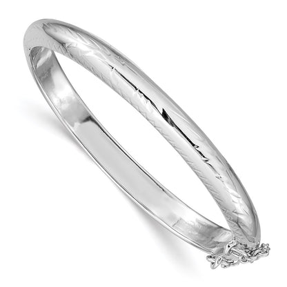 Sterling Silver Rh-Plated Polished D/C 5mm Hinged Baby Bangle Bracelet