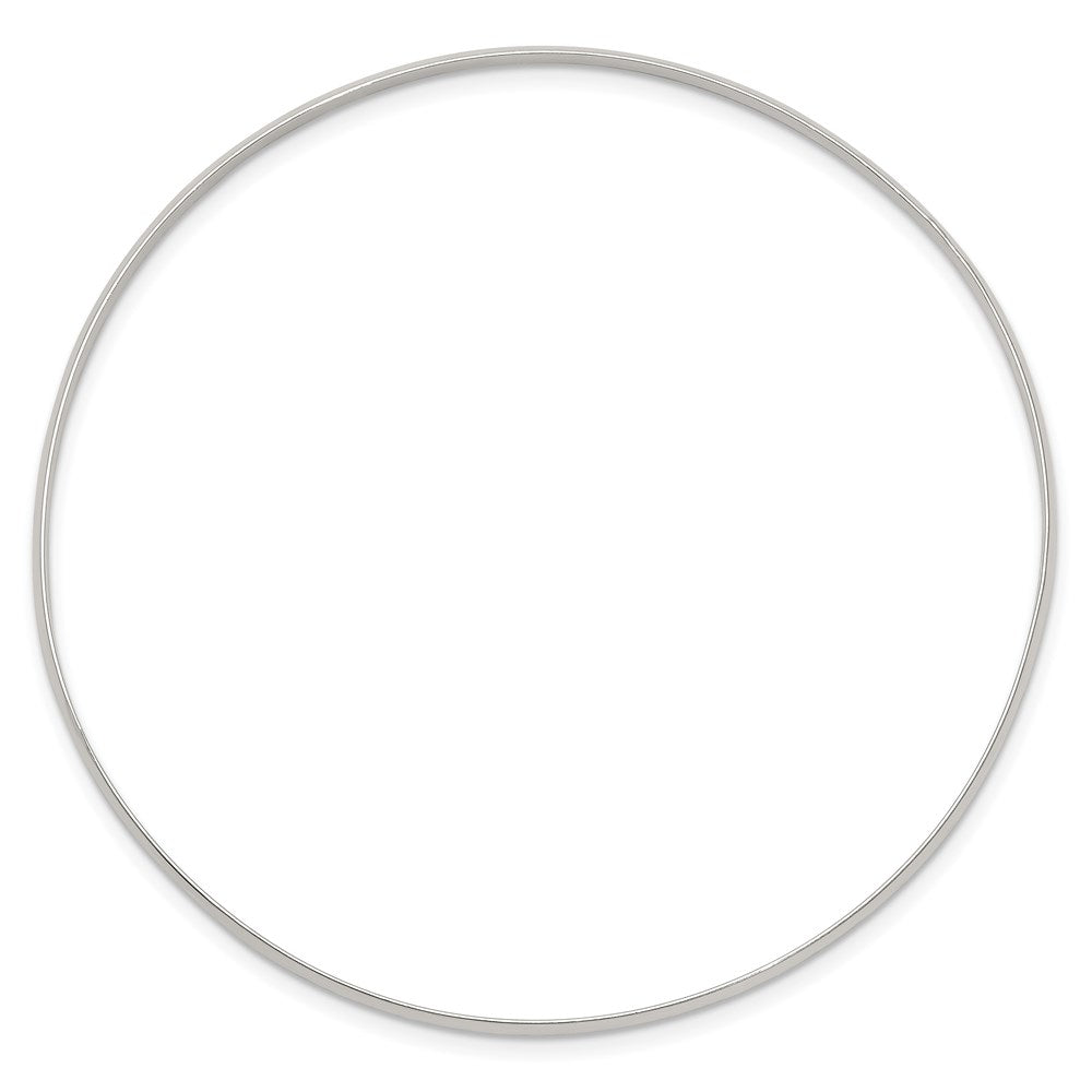 7.25 Inch Sterling Silver 2.25mm Solid Polished Plain Slip-On Bangle Bracelet