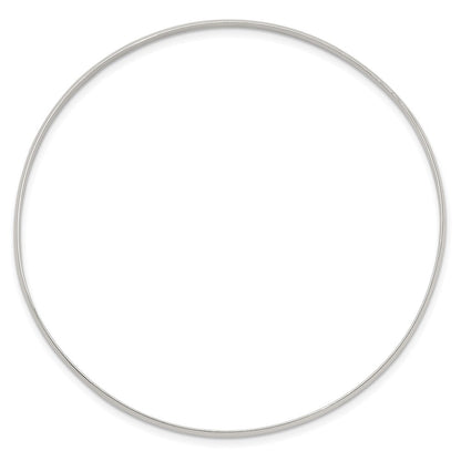 7.25 Inch Sterling Silver 2.25mm Solid Polished Plain Slip-On Bangle Bracelet