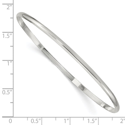 7.25 Inch Sterling Silver 2.25mm Solid Polished Plain Slip-On Bangle Bracelet