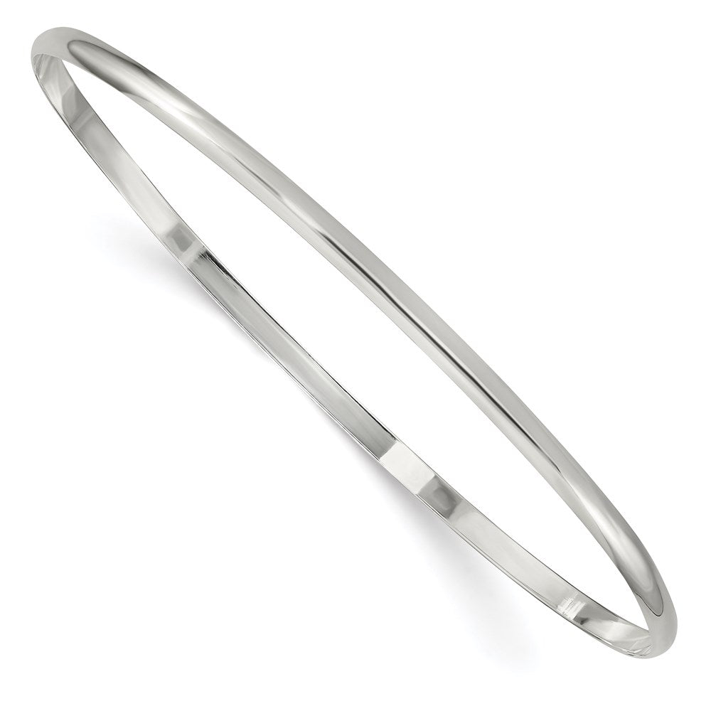 7.25 Inch Sterling Silver 2.25mm Solid Polished Plain Slip-On Bangle Bracelet