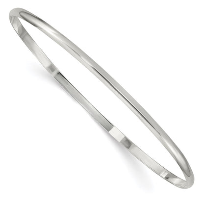 7.25 Inch Sterling Silver 2.25mm Solid Polished Plain Slip-On Bangle Bracelet