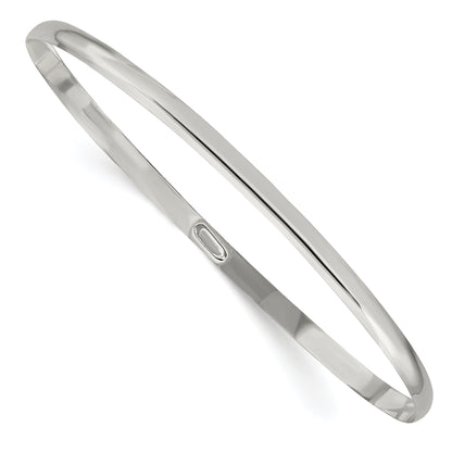 7 Inch Sterling Silver 3mm Solid Polished Plain Slip-On Bangle Bracelet