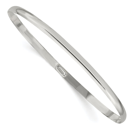 7 Inch Sterling Silver 3mm Solid Polished Plain Slip-On Bangle Bracelet