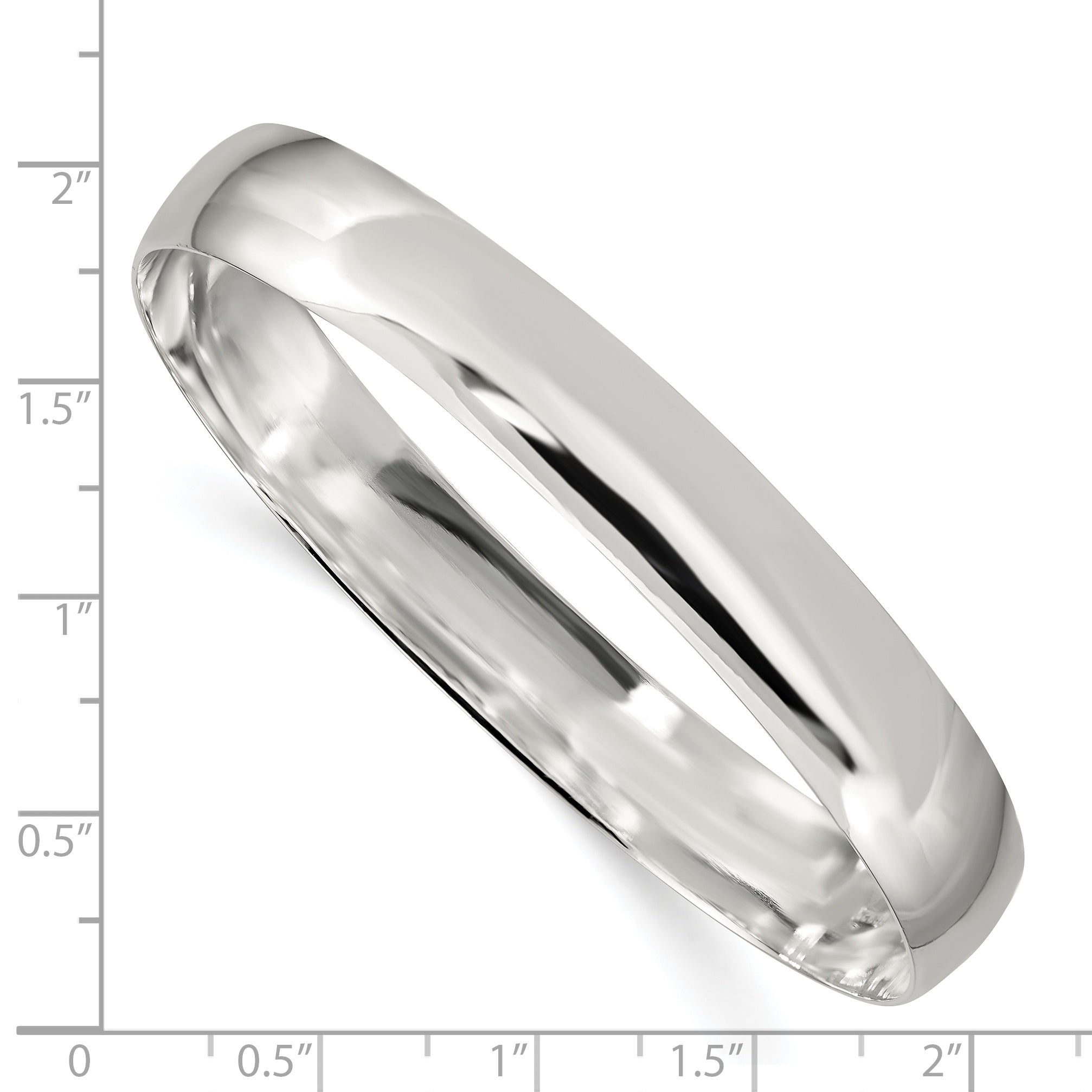 7.5 Inch Sterling Silver 9.75mm Solid Polished Plain Slip-On Bangle Bracelet