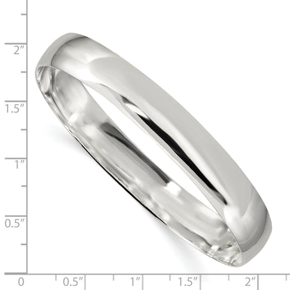 7.5 Inch Sterling Silver 9.75mm Solid Polished Plain Slip-On Bangle Bracelet