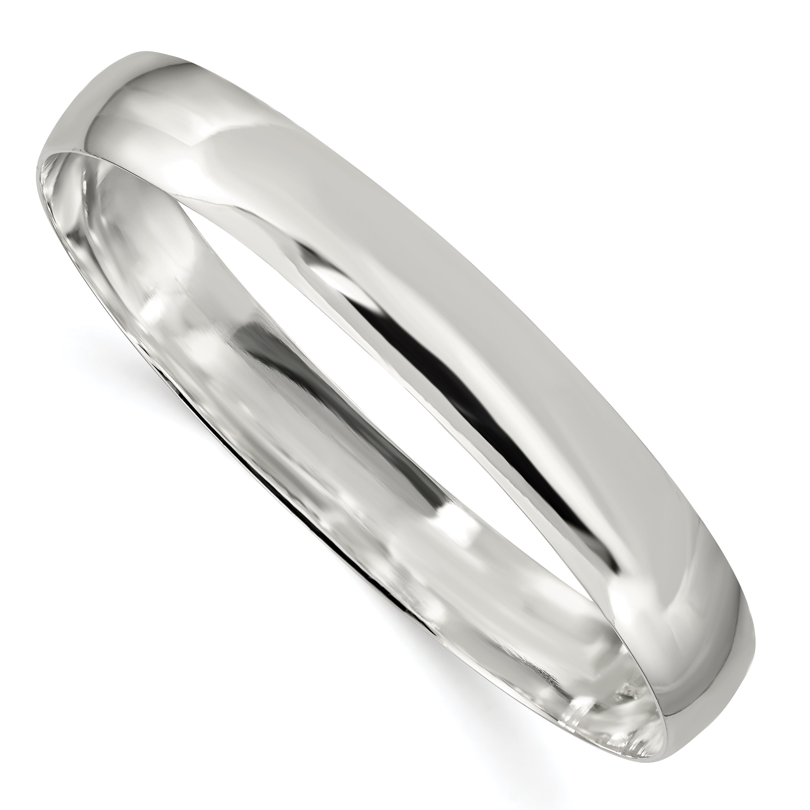 7.5 Inch Sterling Silver 9.75mm Solid Polished Plain Slip-On Bangle Bracelet