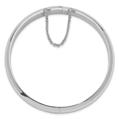 7.5 Inch Sterling Silver Rhodium-Plated 9.00mm Fancy Hinged Bangle Bracelet