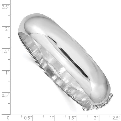Sterling Silver Rhodium-Plated 15mm Fancy Hinged Bangle Bracelet