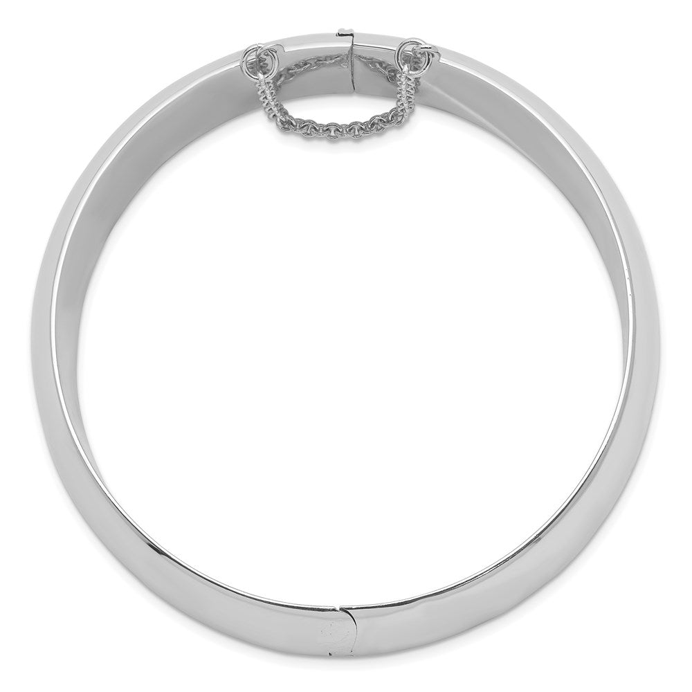 7.25 Inch Sterling Silver Rhodium-Plated 20mm Fancy Hinged Bangle Bracelet