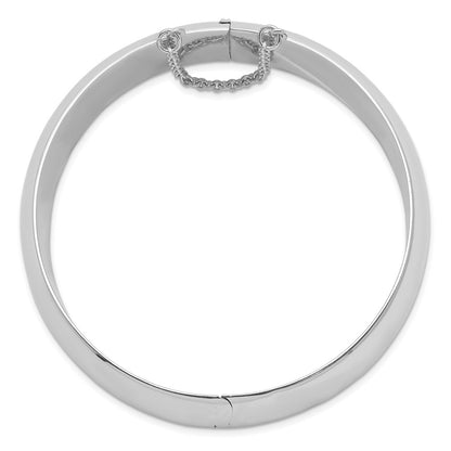 7.25 Inch Sterling Silver Rhodium-Plated 20mm Fancy Hinged Bangle Bracelet