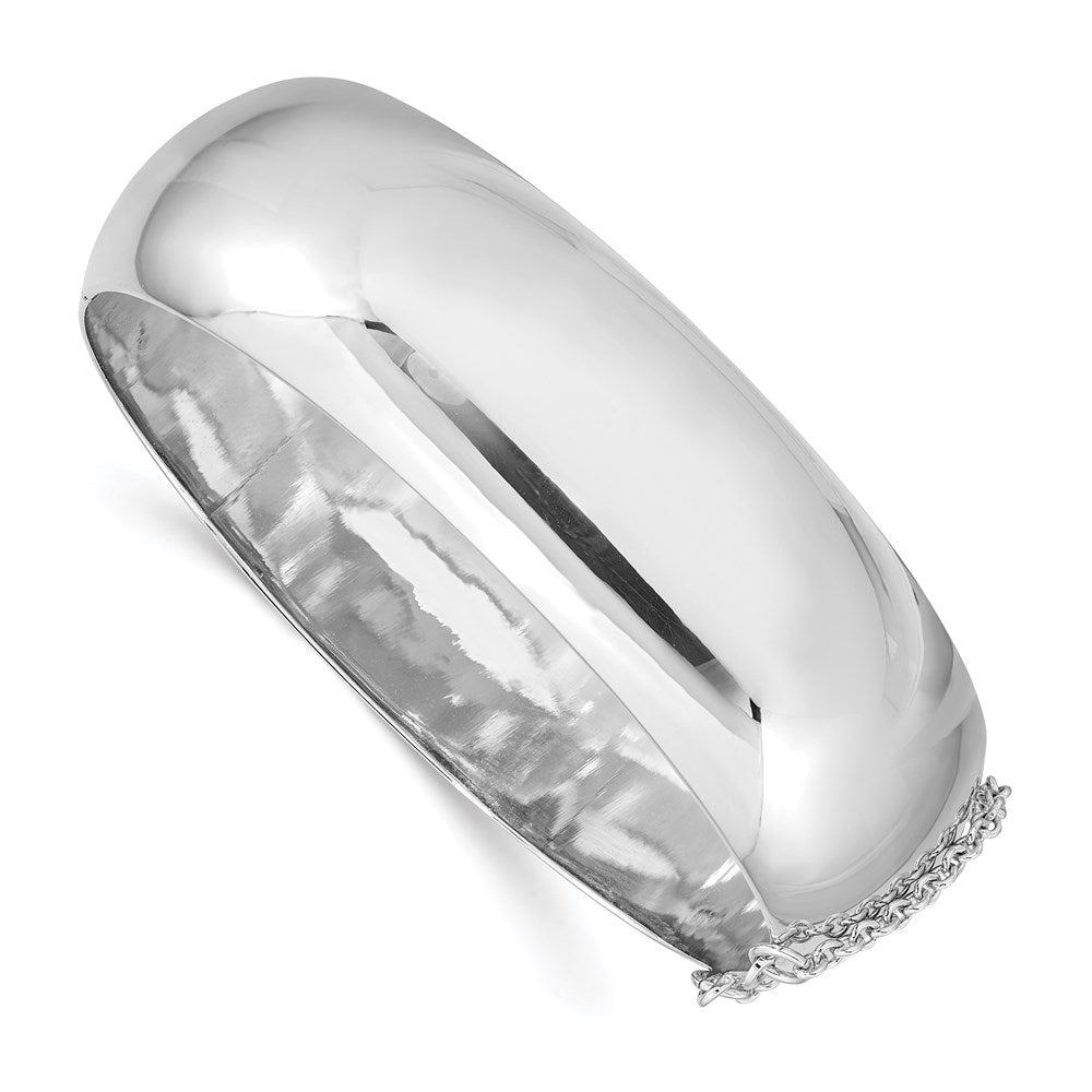 7.25 Inch Sterling Silver Rhodium-Plated 20mm Fancy Hinged Bangle Bracelet