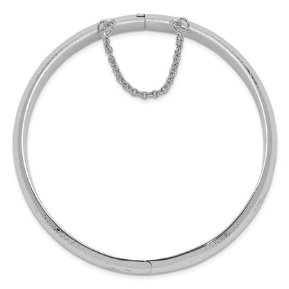 Sterling Silver Rhodium-Plated 9.5mm D/C Fancy Hinged Bangle Bracelet