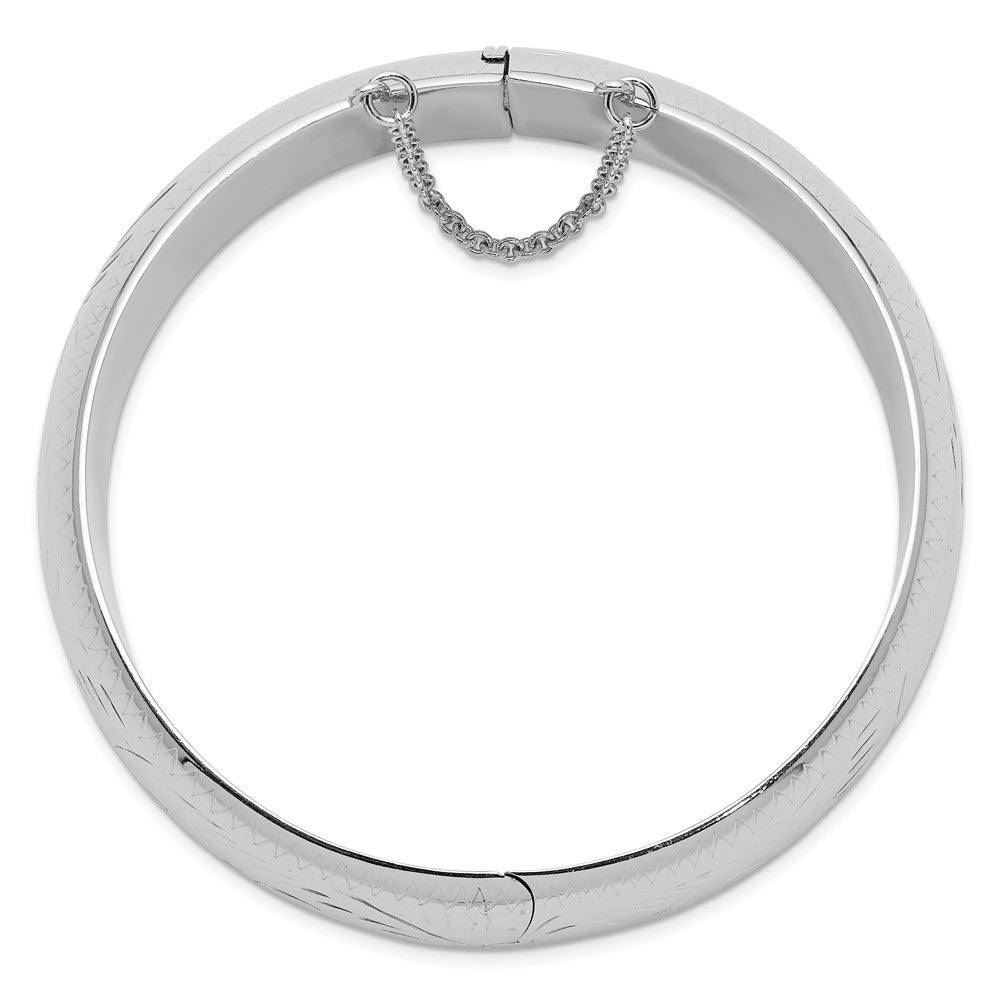 7 Inch Sterling Silver Rhodium-Plated D/C 20mm Hinged Bangle Bracelet