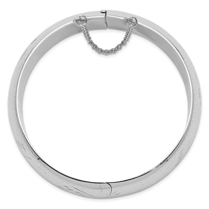 7 Inch Sterling Silver Rhodium-Plated D/C 20mm Hinged Bangle Bracelet