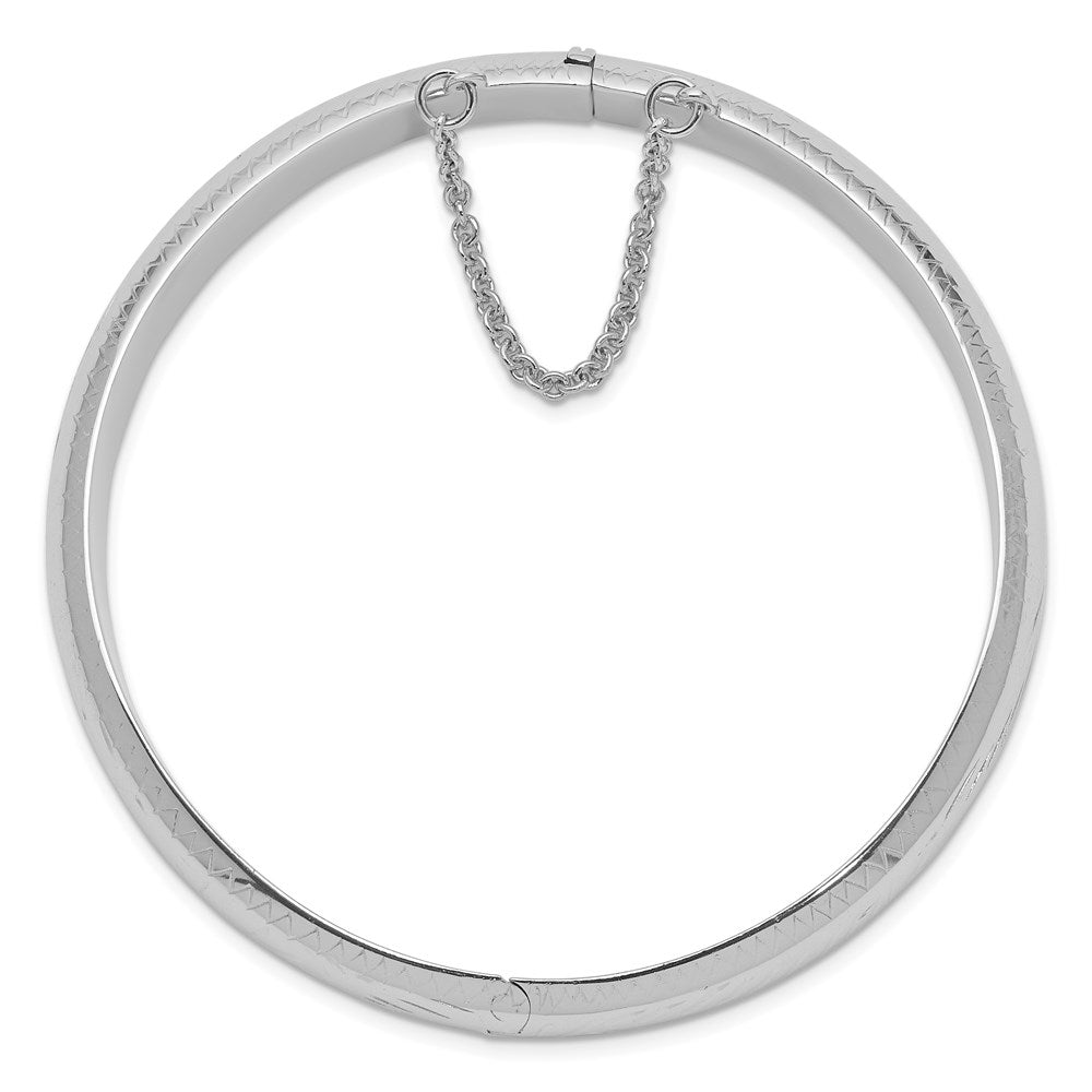 Sterling Silver Rhodium-Plated D/C 10.25mm Hinged Bangle Bracelet