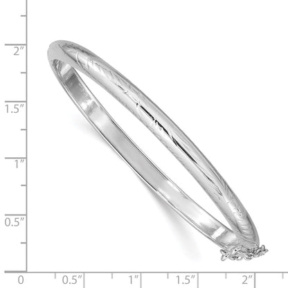 7.25 Inch Sterling Silver Rhodium-Plated 5mm D/C Hinged Bangle Bracelet
