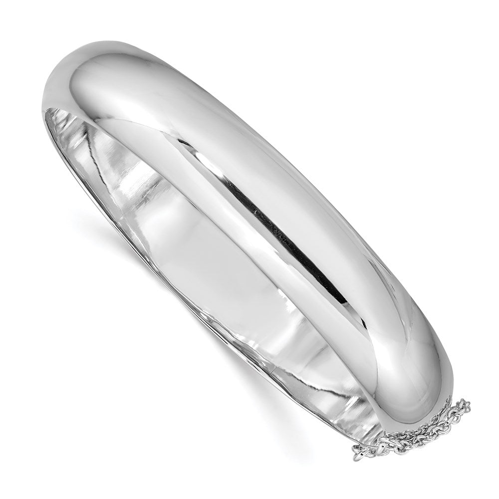 Sterling Silver Rhodium-Plated 12.00mm Hinged Bangle Bracelet