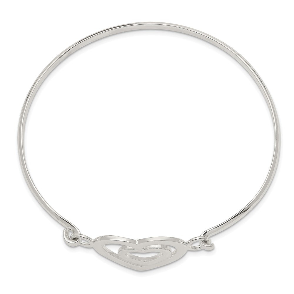 Sterling Silver Heart Within A Bangle Bracelet