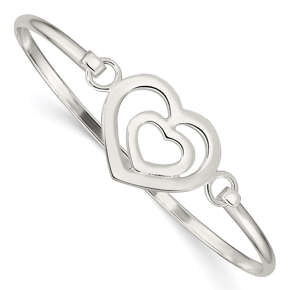 Sterling Silver Heart Within A Bangle Bracelet