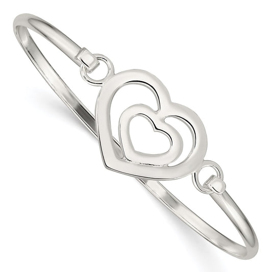 Sterling Silver Heart Within A Bangle Bracelet