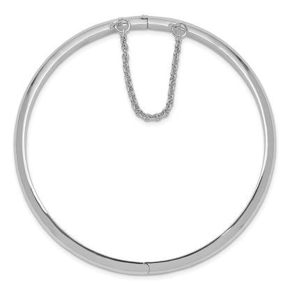 Sterling Silver Rhodium-Plated 5mm W/Chain Hinged Bangle