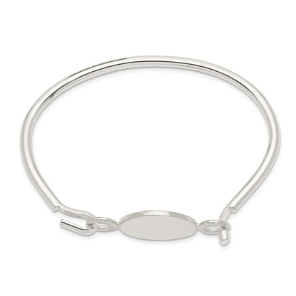 Sterling Silver Bangle W/Round Id Plate Bracelet