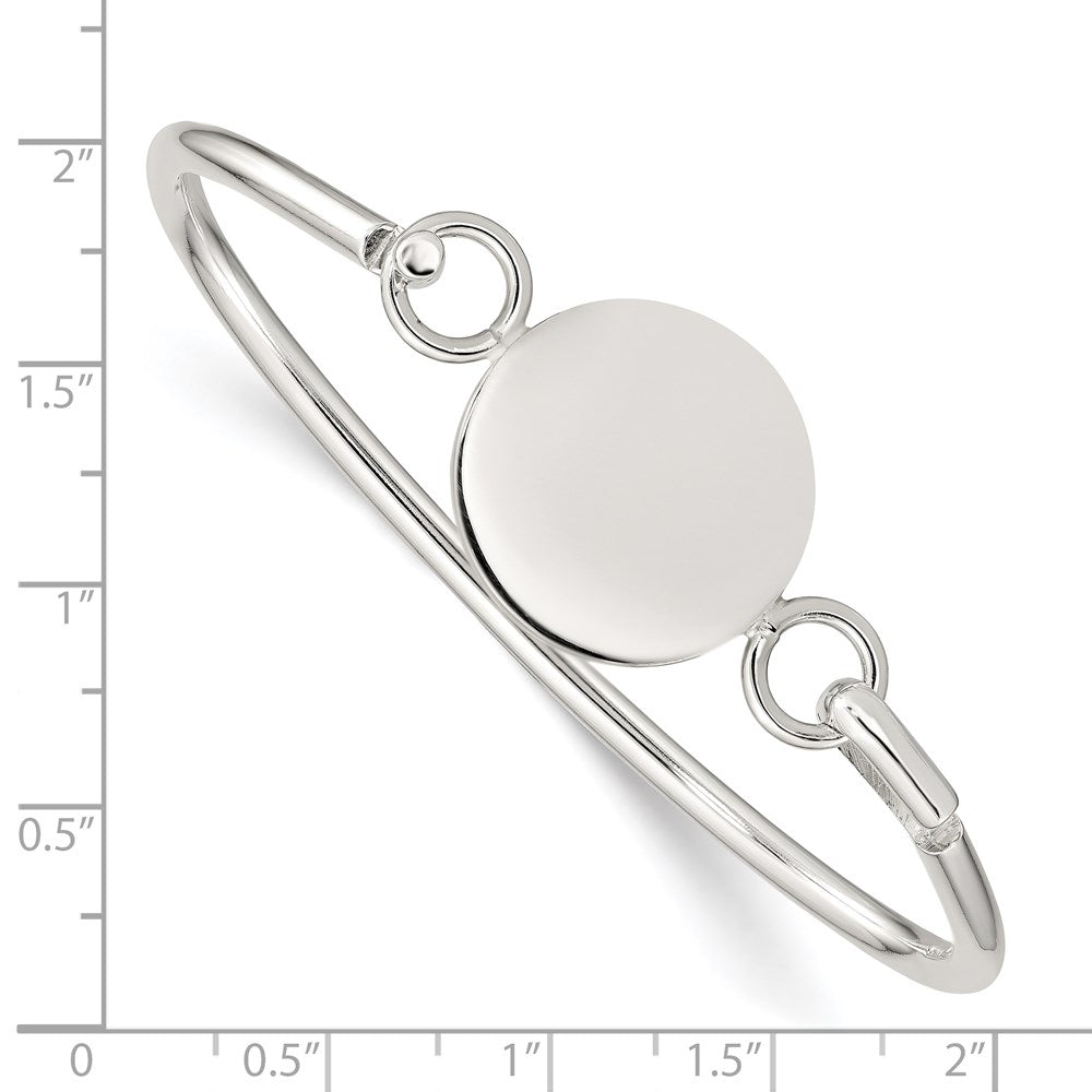 Sterling Silver Bangle W/Round Id Plate Bracelet