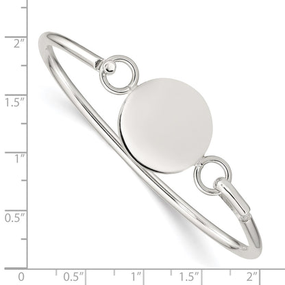 Sterling Silver Bangle W/Round Id Plate Bracelet