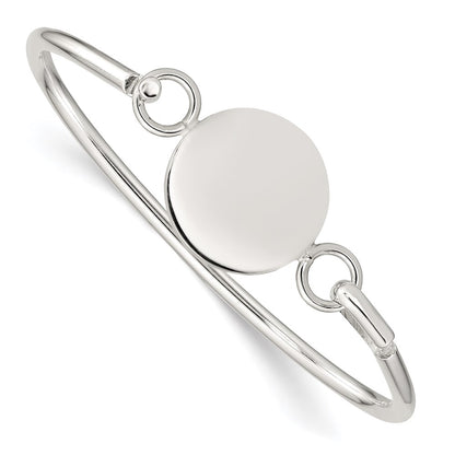 Sterling Silver Bangle W/Round Id Plate Bracelet