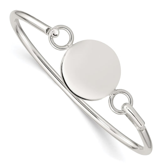Sterling Silver Bangle W/Round Id Plate Bracelet