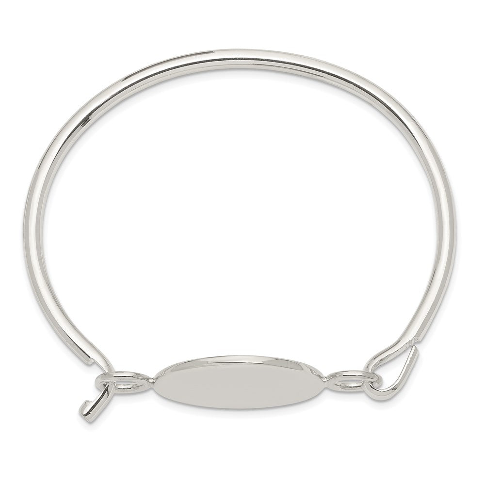 7 Inch Sterling Silver Bangle W/Round Id Plate Bracelet