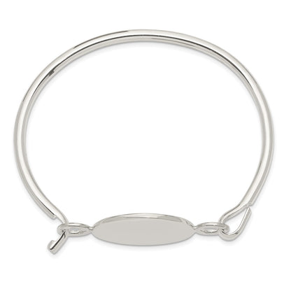 7 Inch Sterling Silver Bangle W/Round Id Plate Bracelet