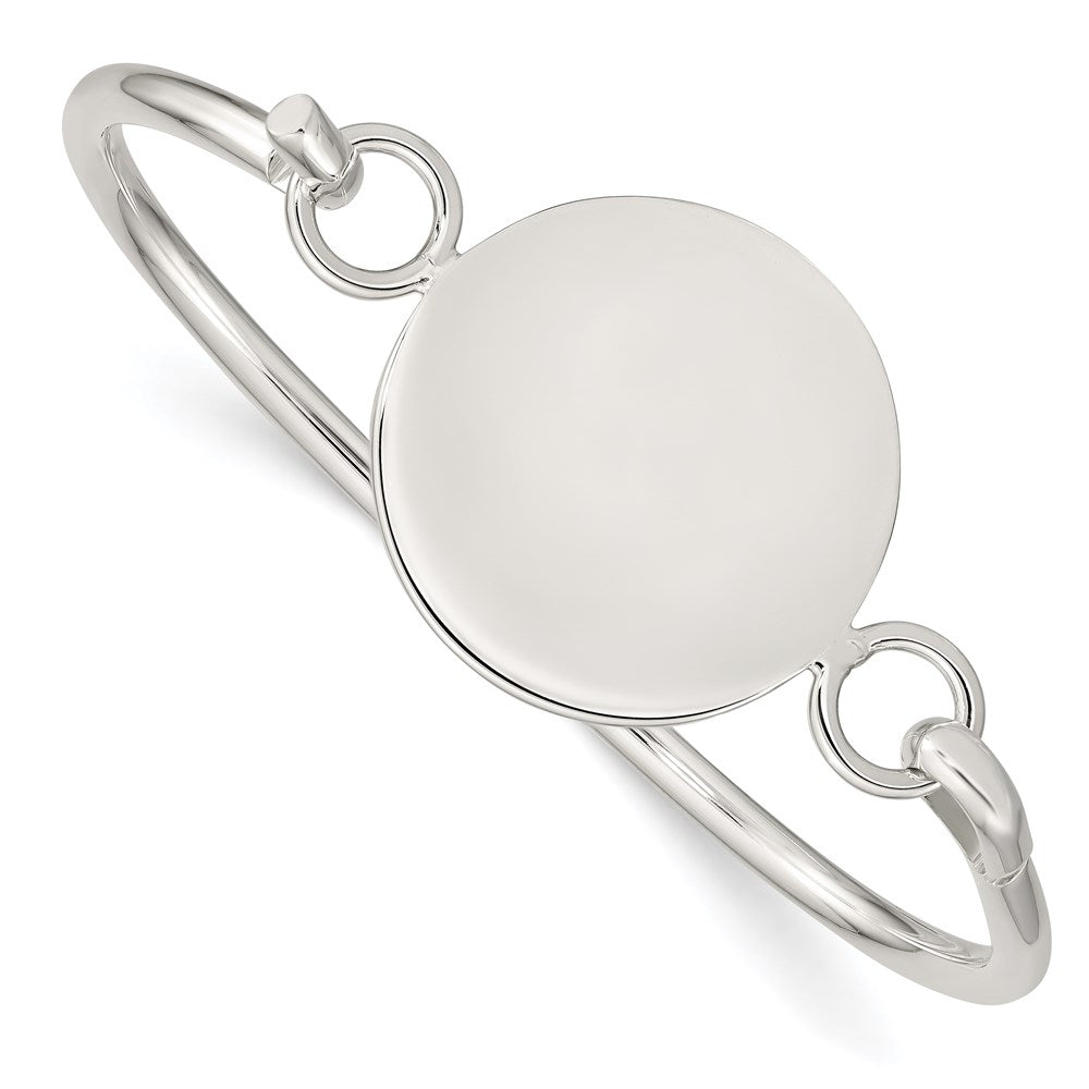 7 Inch Sterling Silver Bangle W/Round Id Plate Bracelet