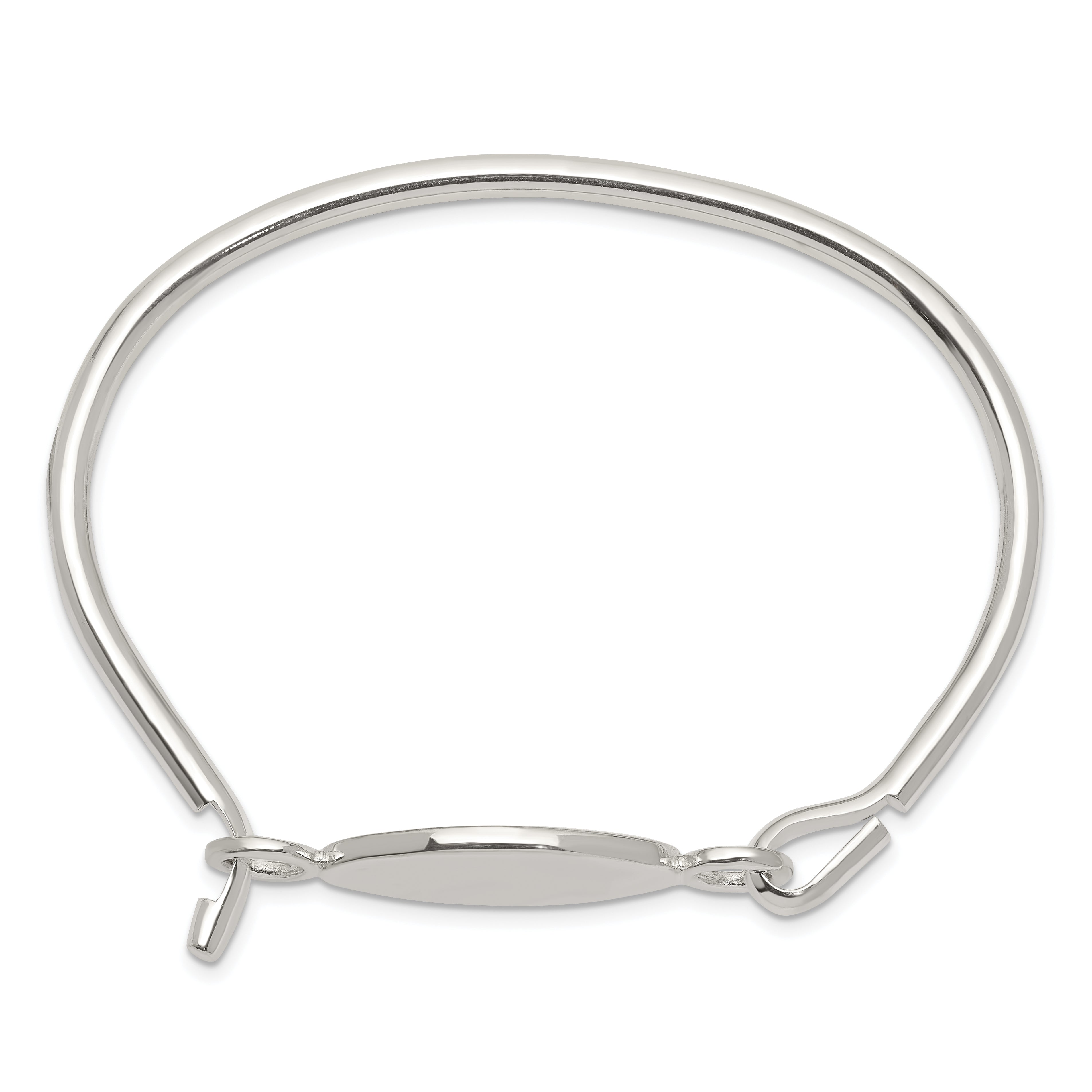 Sterling Silver Bangle W/Oval Id Plate Bracelet