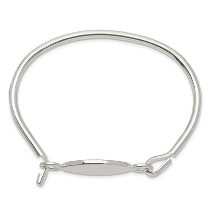 Sterling Silver Bangle W/Oval Id Plate Bracelet