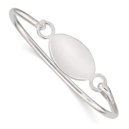 Sterling Silver Bangle W/Oval Id Plate Bracelet