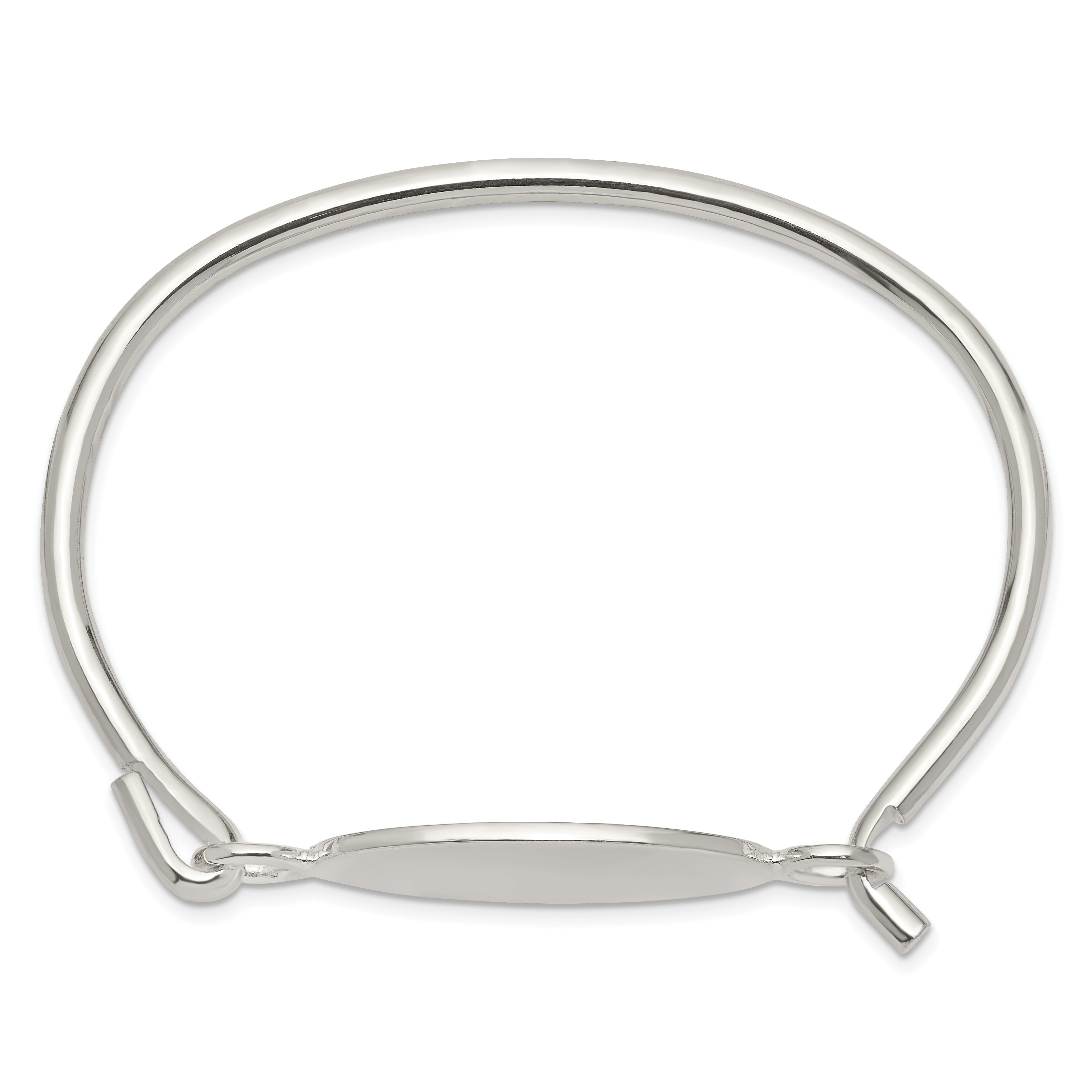 Sterling Silver W/Oval Id Plate Bangle Bracelet