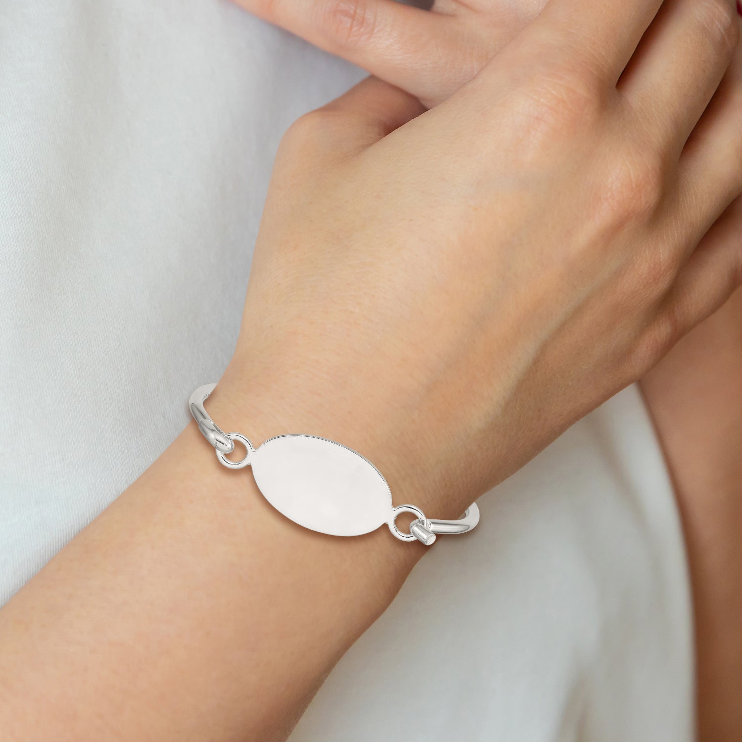 Sterling Silver W/Oval Id Plate Bangle Bracelet