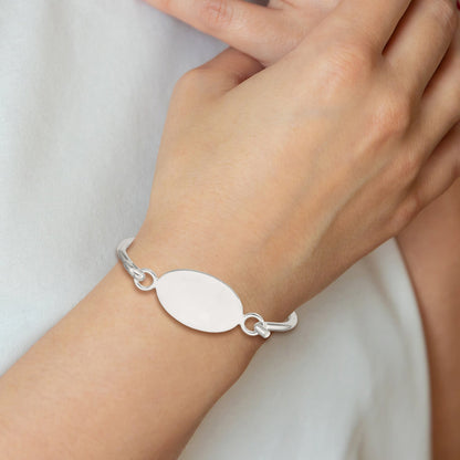 Sterling Silver W/Oval Id Plate Bangle Bracelet
