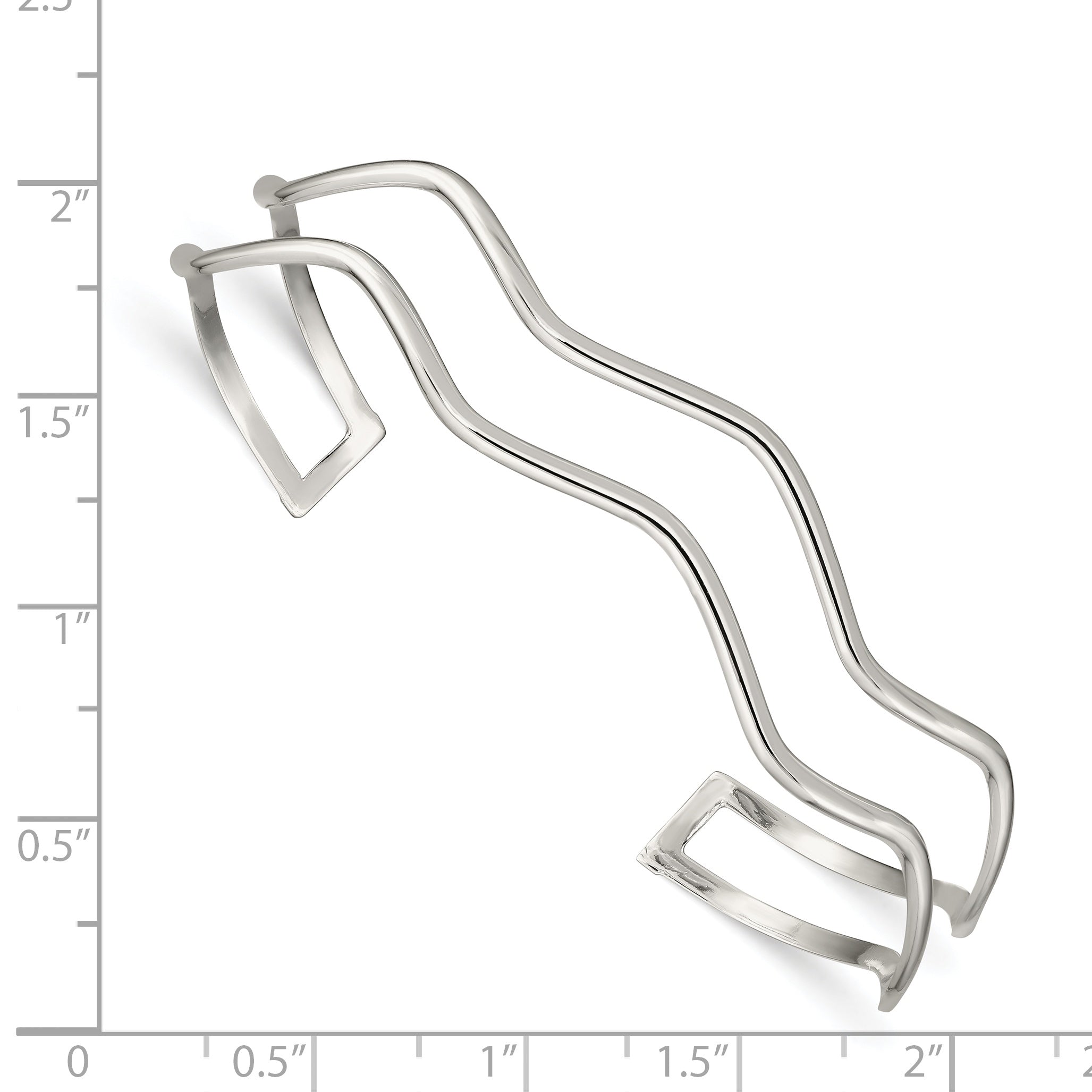 Sterling Silver 2-Strand Wavy Cuff Bangle