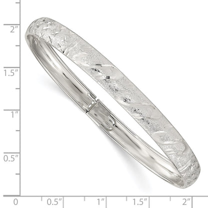 Sterling Silver 6.5mm Diamond-Cut Flexible Bangle