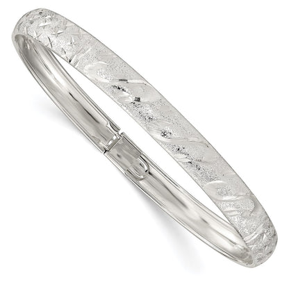 Sterling Silver 6.5mm Diamond-Cut Flexible Bangle